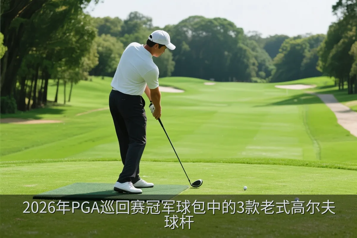 高尔夫球手在开球台挥动一号木