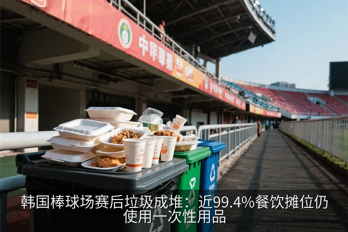 韩国棒球场赛后垃圾成堆：近99.4%餐饮摊位仍使用一次性用品